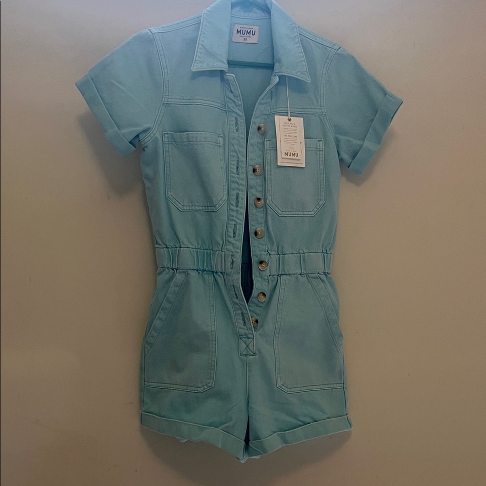 Show Me Your MuMu Aqua Blue Romper